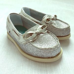 Silver Sparkle Boat Shoes